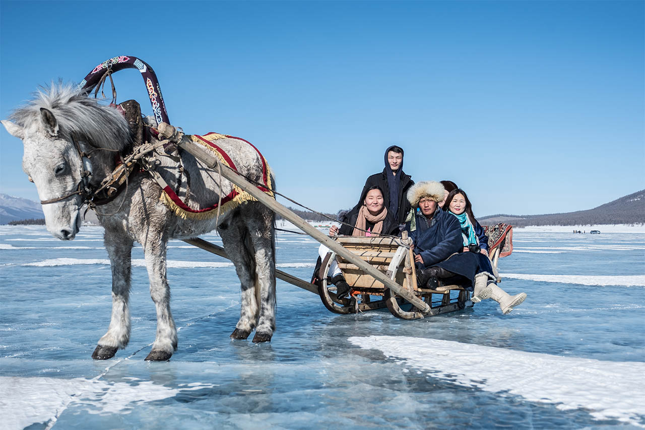 Horse sledding - Mongolian ice festival